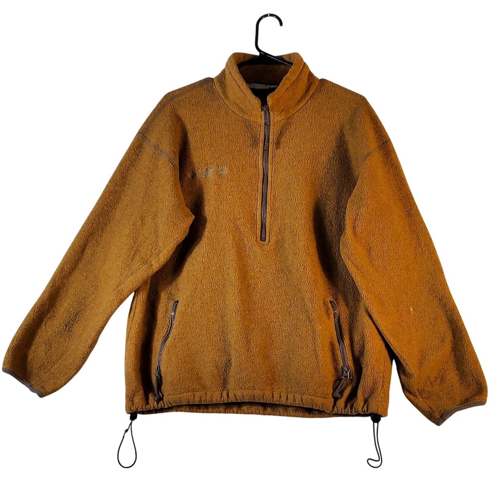 Columbia Fleece‎ Pullover Jacket Amber Gold Quarter Zip Mens Size L Made USA